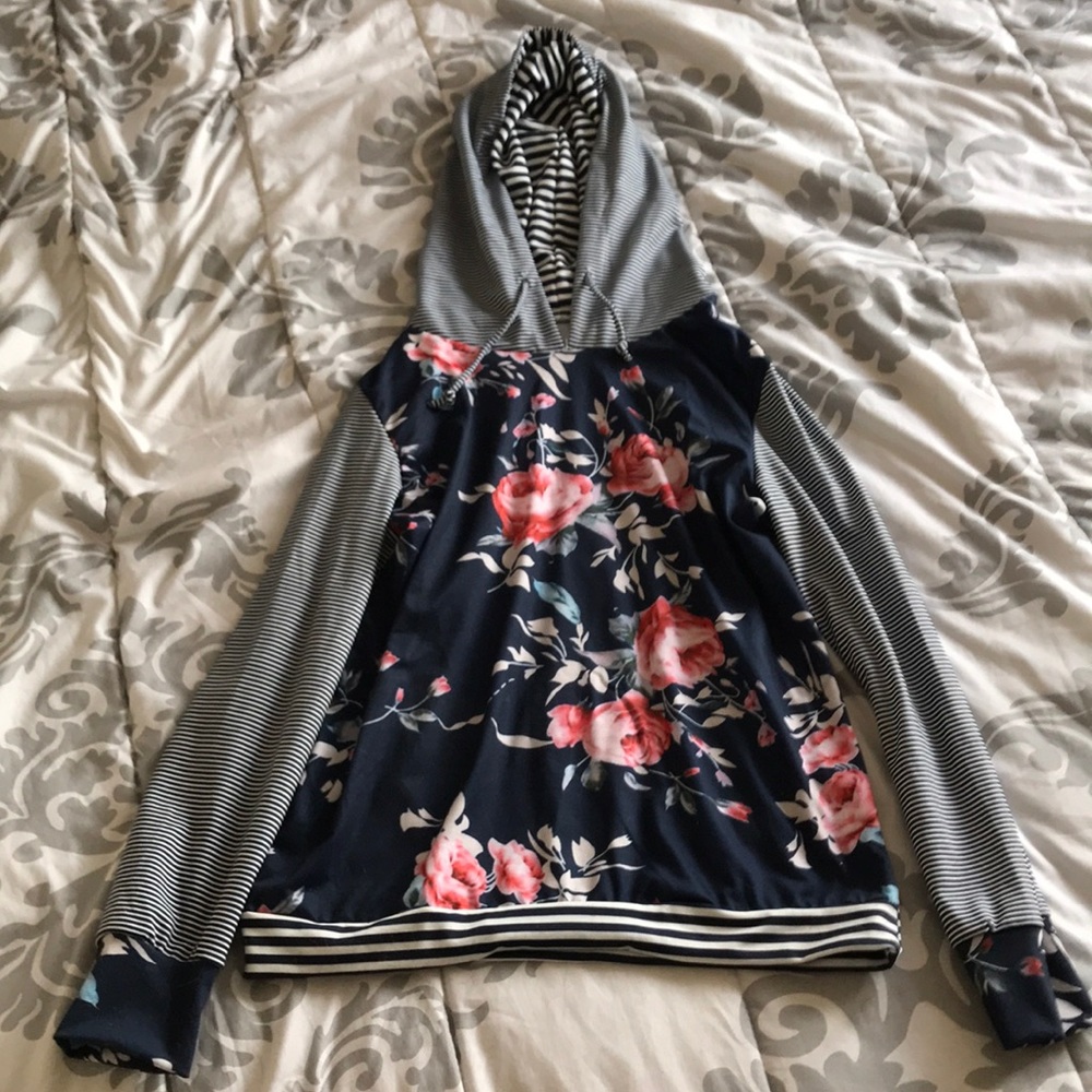 Striped floral light hoodie